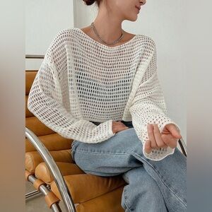Shein White Crotchet Top NWOT
